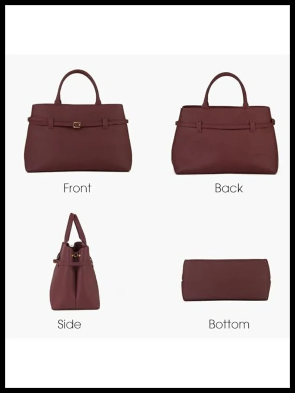 Full-Grain Cowhide Leather Satchel Work Tote with Detachable Strap